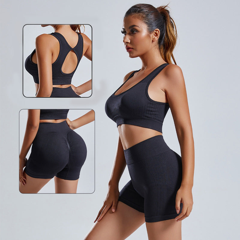 Women’s 2-Piece Yoga Set | Vest & High-Waist Shorts Activewear