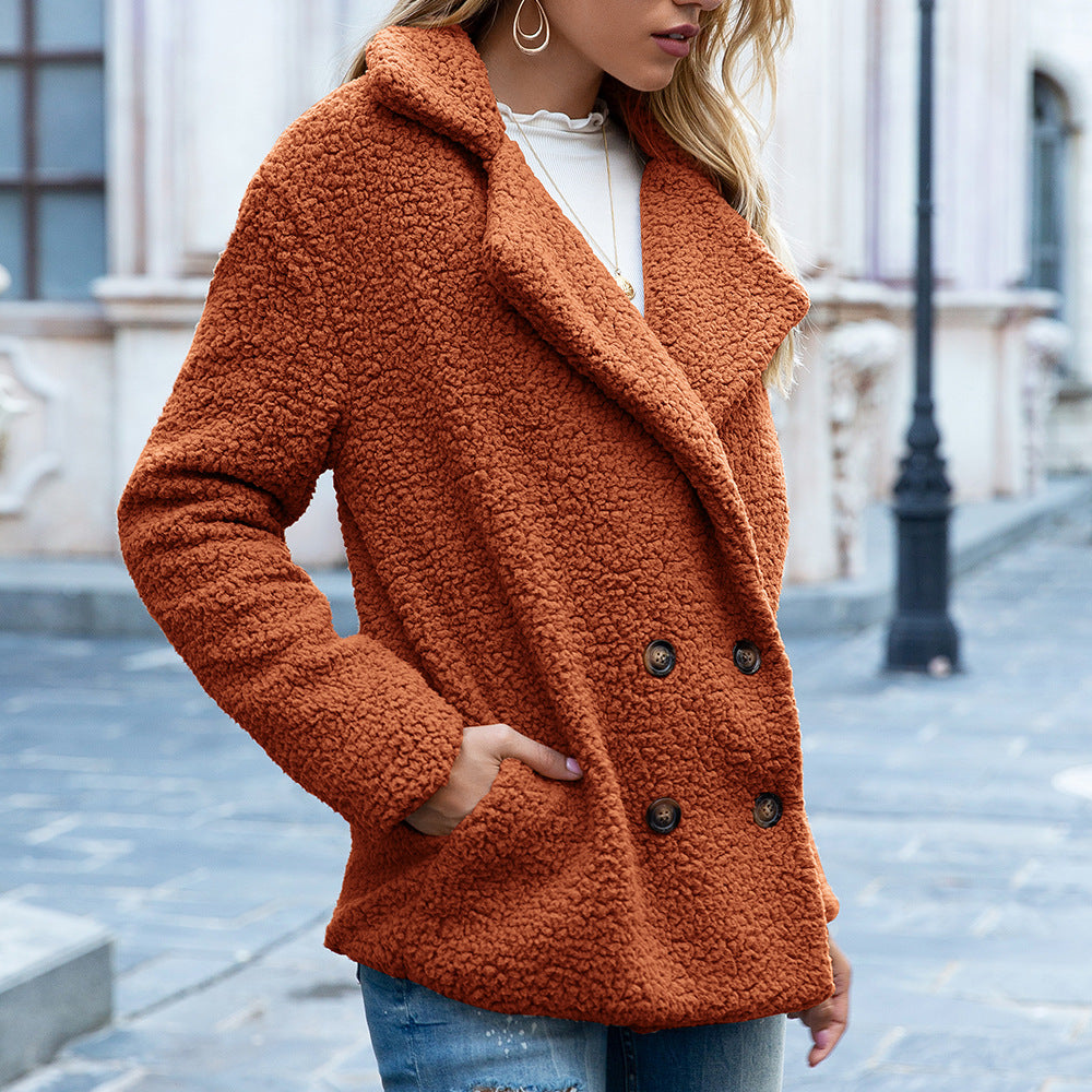 Women’s Loose Lapel Fluffy Winter Coat | Button Cardigan Jacket