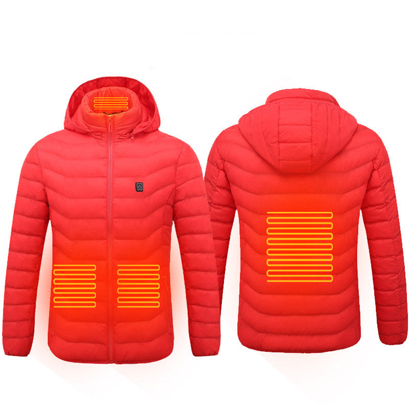 Men’s USB Heated Winter Jacket | Zip-Up Coat with Detachable Hood