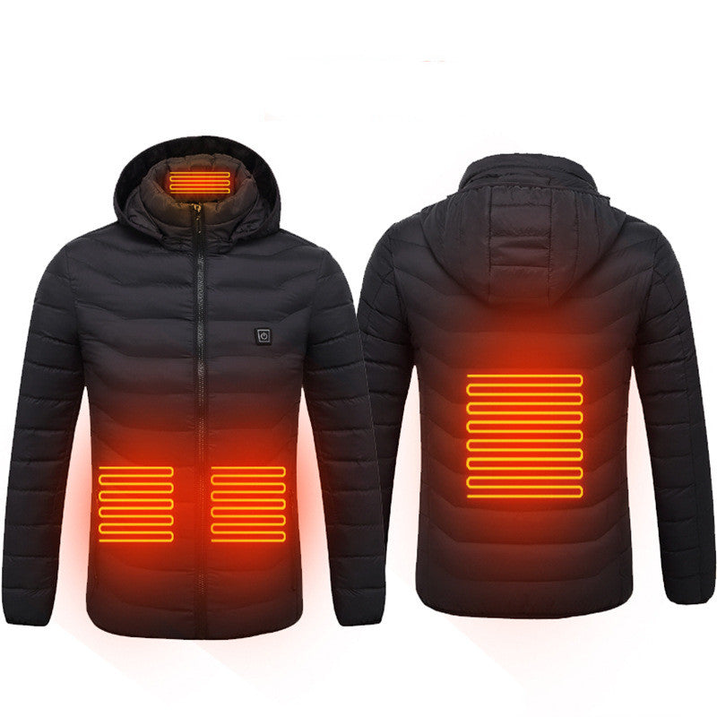 Men’s USB Heated Winter Jacket | Zip-Up Coat with Detachable Hood