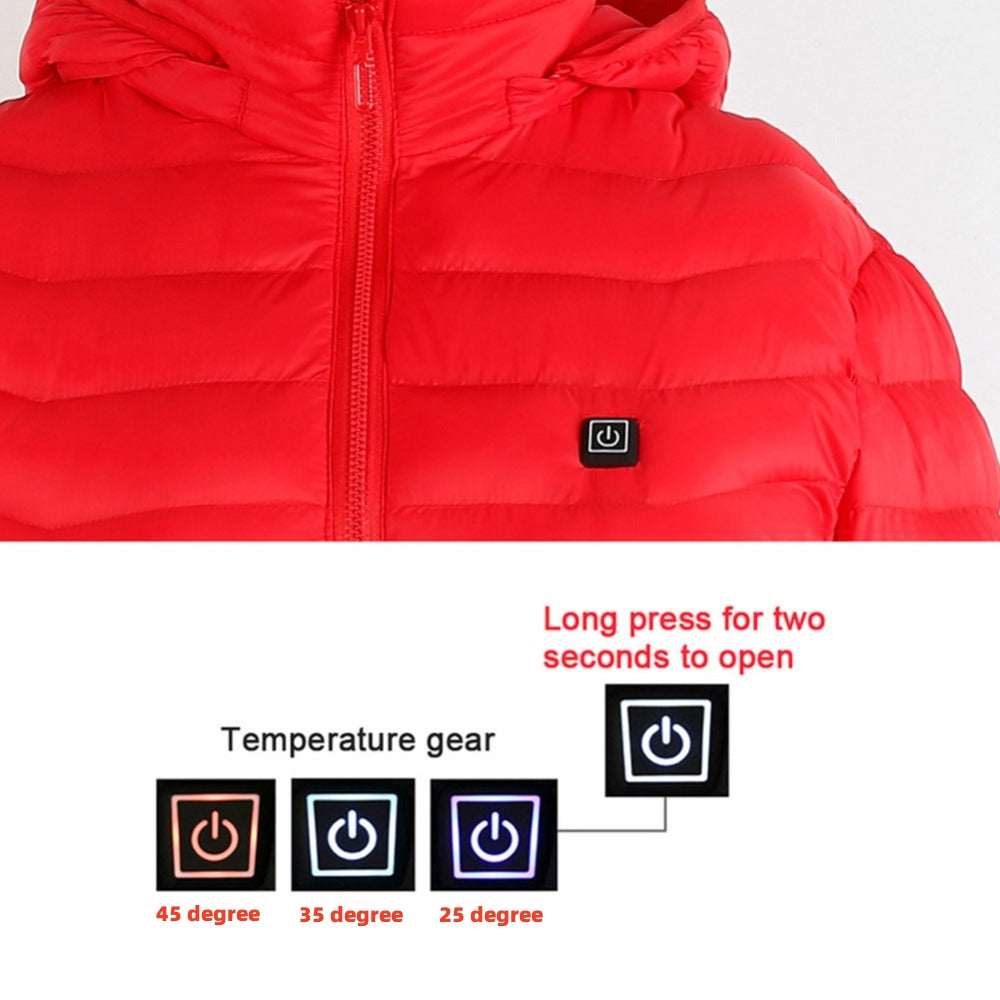 Men’s USB Heated Winter Jacket | Zip-Up Coat with Detachable Hood