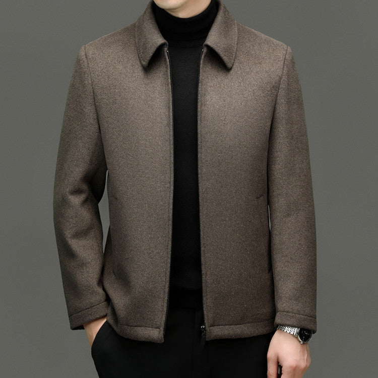 Men’s Casual Polo Collar Woolen Jacket | Warm Winter Coat