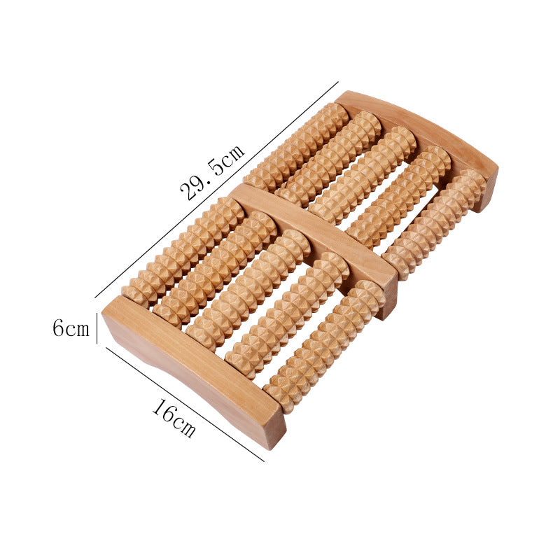 Wooden Foot Reflexology Roller – 6-Row Acupressure Foot Massager for Relaxation and Comfort