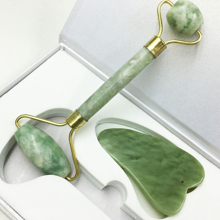 Rose Quartz Face Massager – Natural Facial Roller & Gua Sha Tool