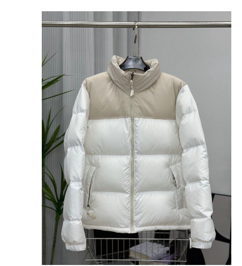 Unisex Winter Stand Collar Contrast Cotton Padded Jacket | Casual Outerwear