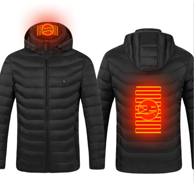 Men’s USB Heated Winter Jacket | Zip-Up Coat with Detachable Hood