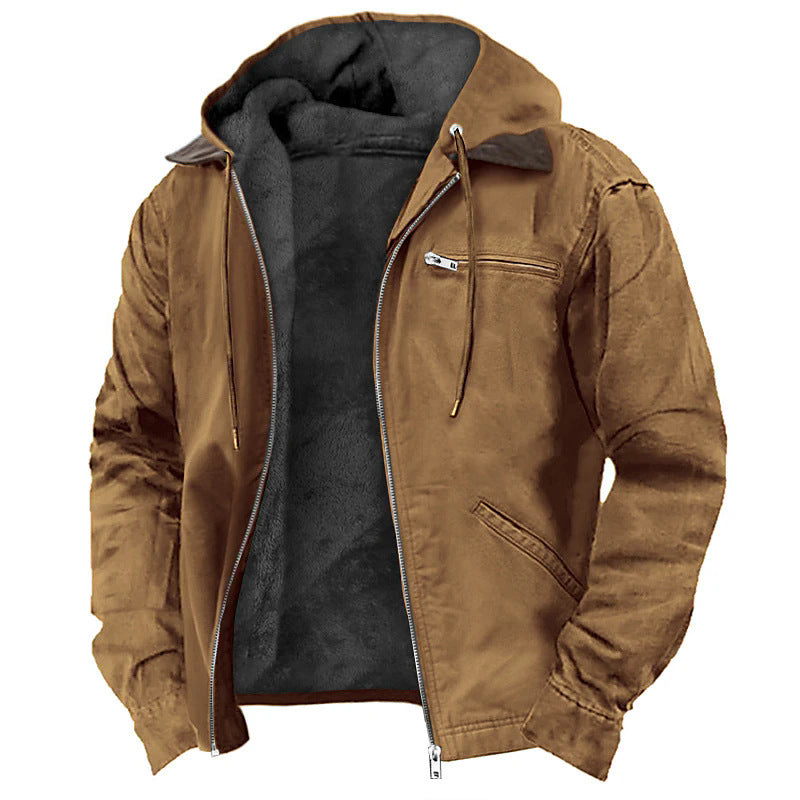 Men’s Winter Hooded Fleece Coat | Warm Zip-Up Casual Jacket