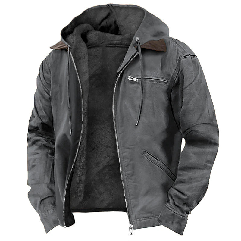 Men’s Winter Hooded Fleece Coat | Warm Zip-Up Casual Jacket