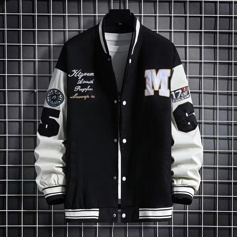 Men’s Baseball Jacket | Casual Letter & Number Print Streetwear Top