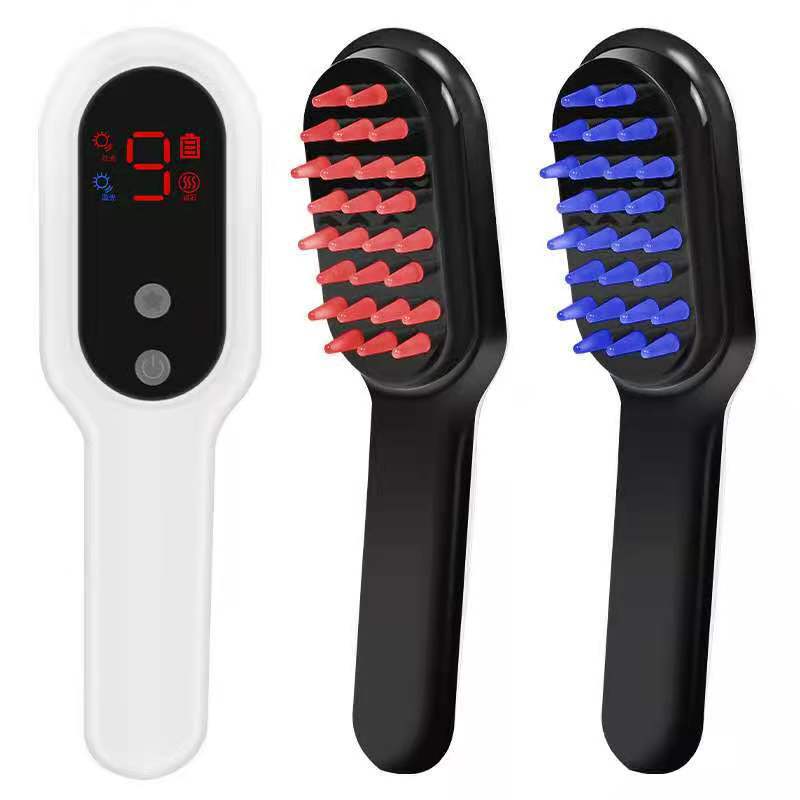 Electric Scalp Massager Comb – Red & Blue Light Head Massage Device, Rechargeable