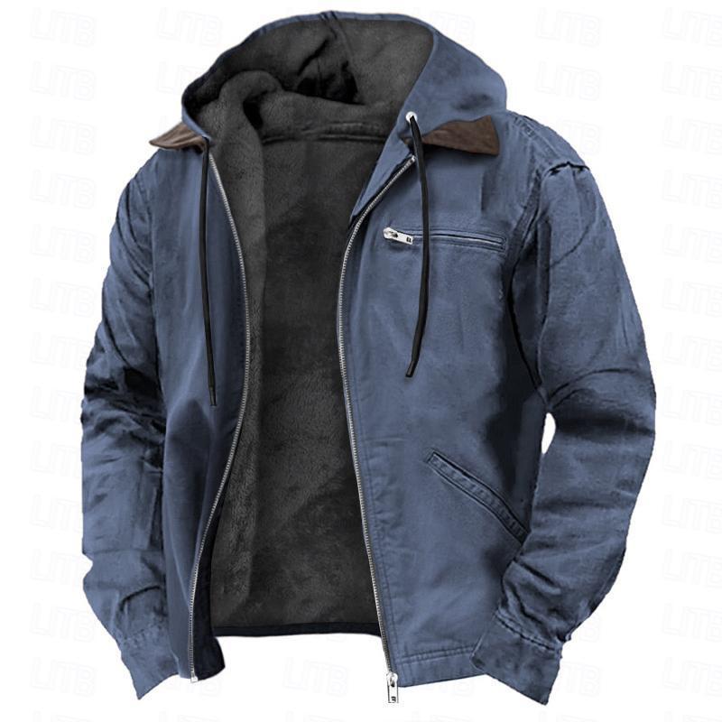 Men’s Winter Hooded Fleece Coat | Warm Zip-Up Casual Jacket