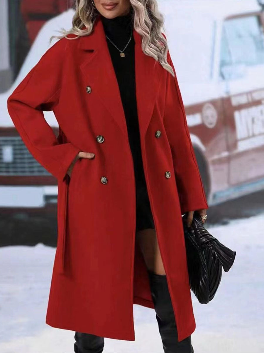 Women’s Double-Breasted Trench Coat with Belt | Long Winter Outerwear