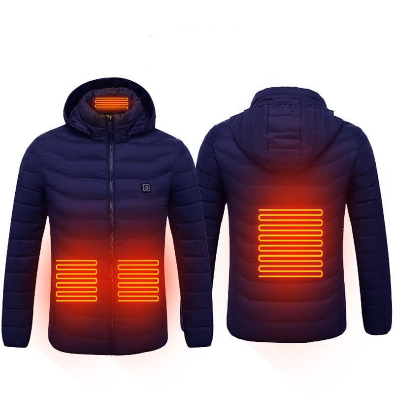 Men’s USB Heated Winter Jacket | Zip-Up Coat with Detachable Hood