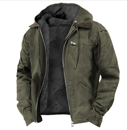 Men’s Winter Hooded Fleece Coat | Warm Zip-Up Casual Jacket