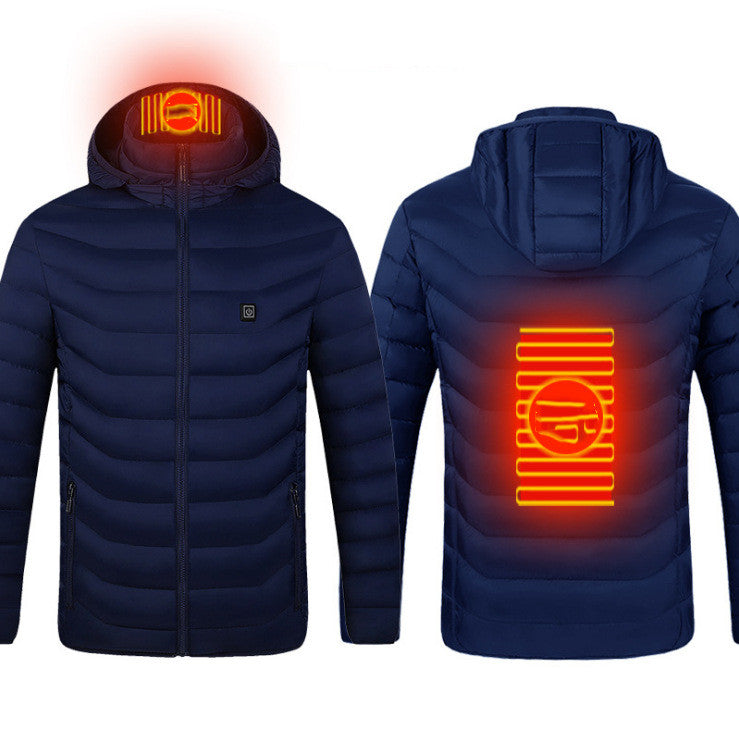 Men’s USB Heated Winter Jacket | Zip-Up Coat with Detachable Hood