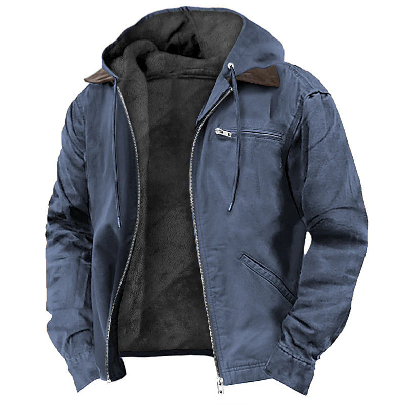 Men’s Winter Hooded Fleece Coat | Warm Zip-Up Casual Jacket