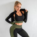 3-Piece Women’s Seamless Yoga & Gym Set | Sports Bra, Jacket & Pants