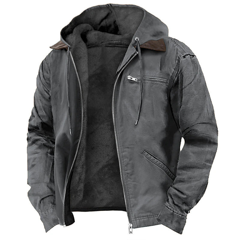 Men’s Winter Hooded Fleece Coat | Warm Zip-Up Casual Jacket