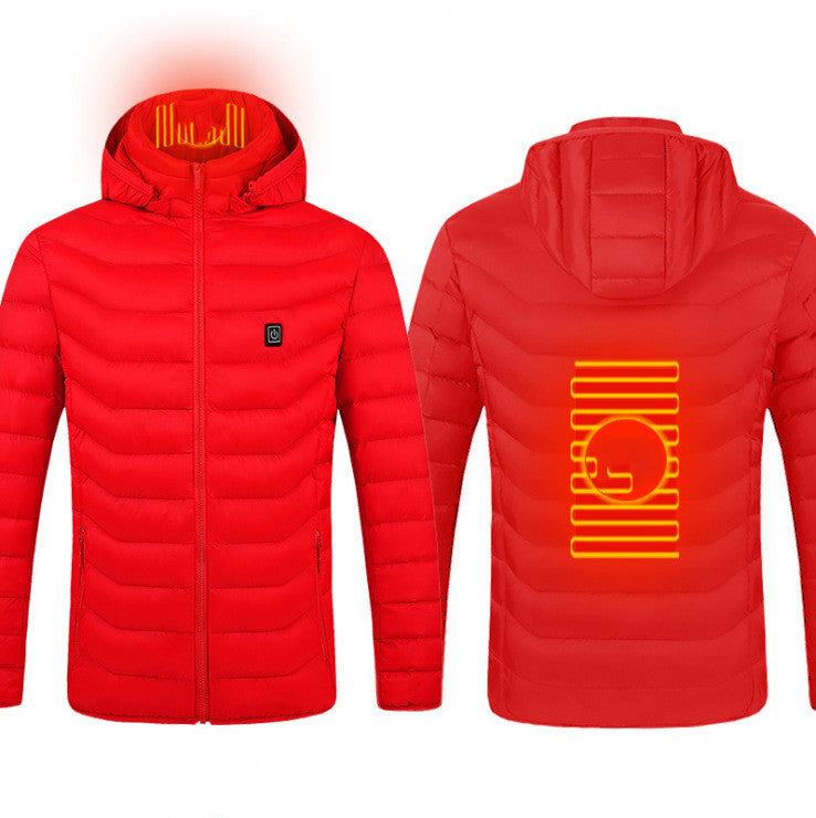 Men’s USB Heated Winter Jacket | Zip-Up Coat with Detachable Hood