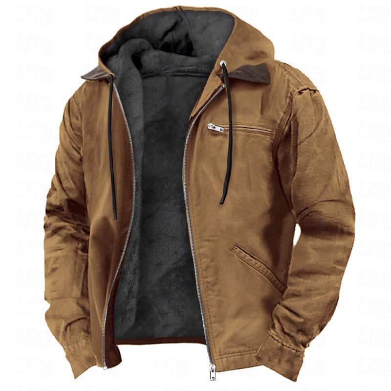 Men’s Winter Hooded Fleece Coat | Warm Zip-Up Casual Jacket