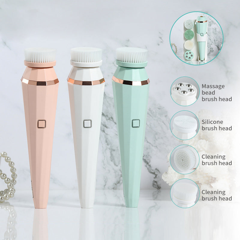 4-in-1 Electric Facial Cleansing Brush – Deep Cleaning & Exfoliating Skin Care Massager