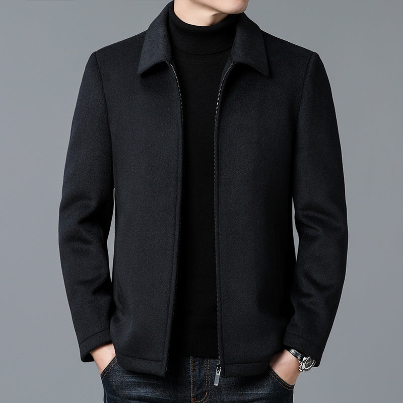 Men’s Casual Polo Collar Woolen Jacket | Warm Winter Coat