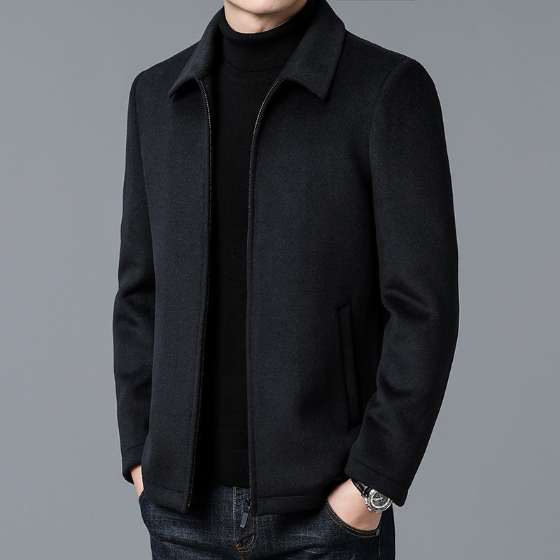 Men’s Casual Polo Collar Woolen Jacket | Warm Winter Coat