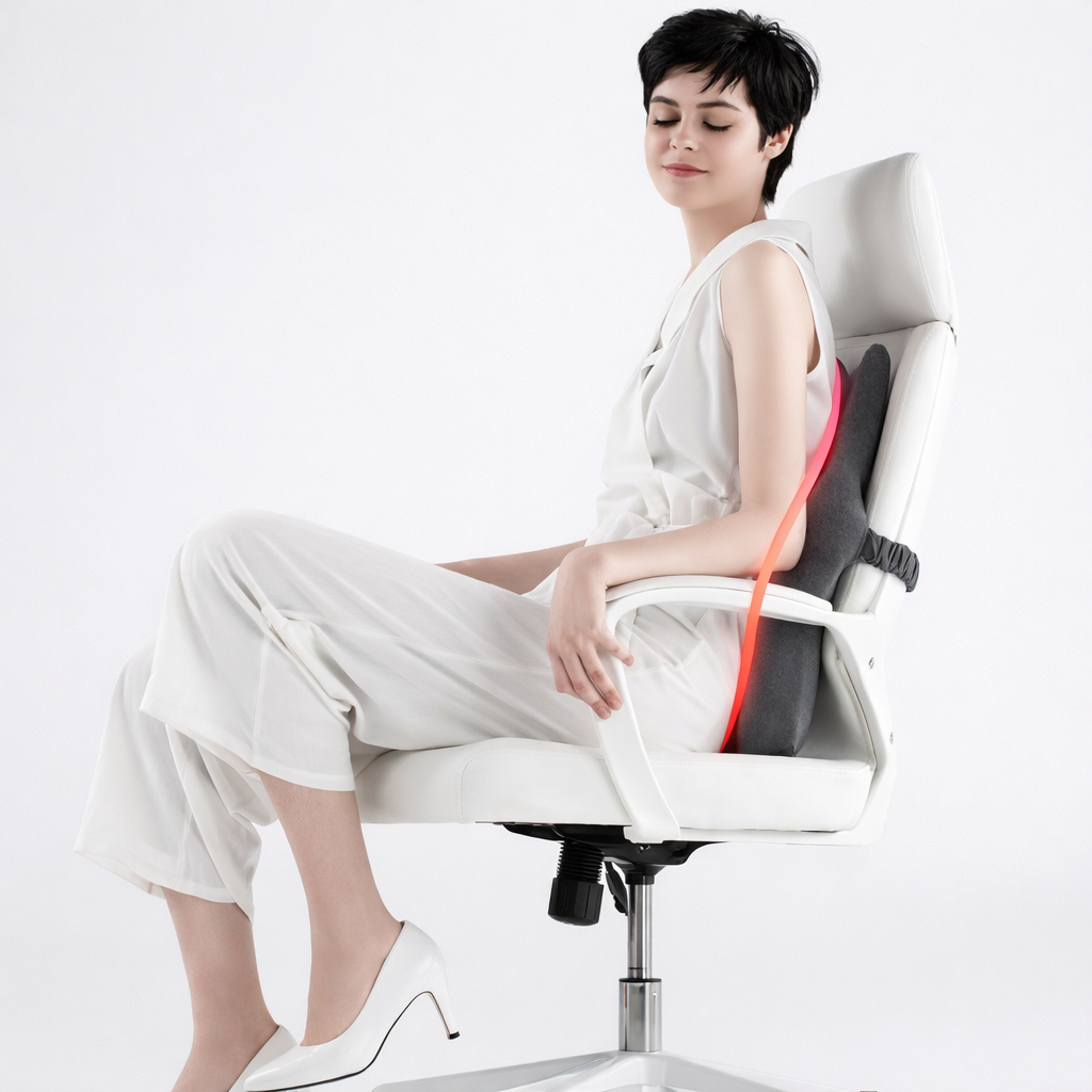 Memory Foam Back & Lumbar Support Cushion with Massager