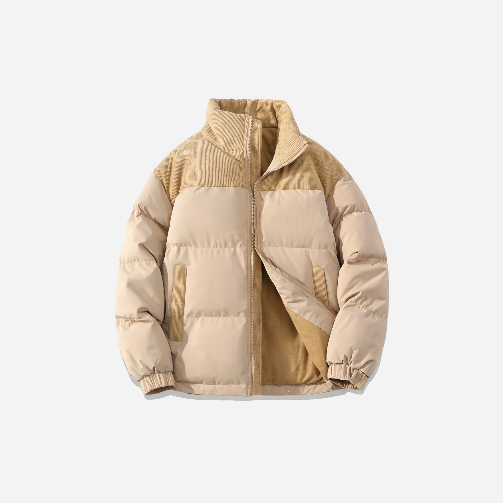 Unisex Winter Stand Collar Contrast Cotton Padded Jacket | Casual Outerwear