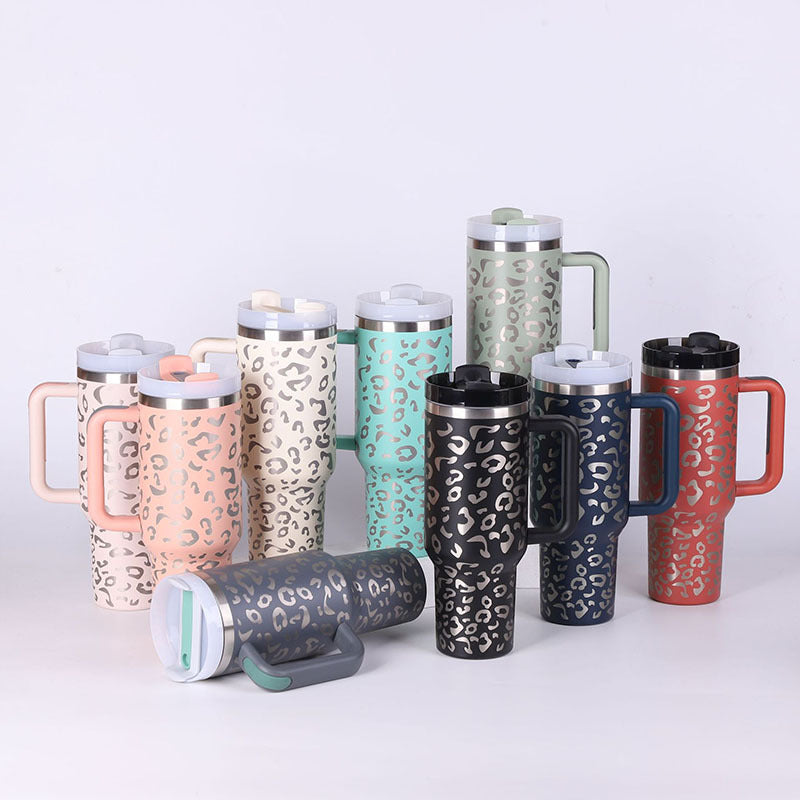 40 oz Insulated Tumbler | Handle & Straw Travel Cup