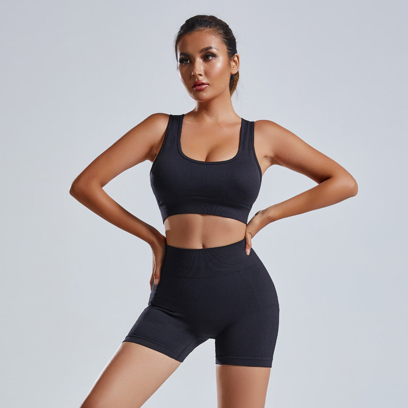 Women’s 2-Piece Yoga Set | Vest & High-Waist Shorts Activewear