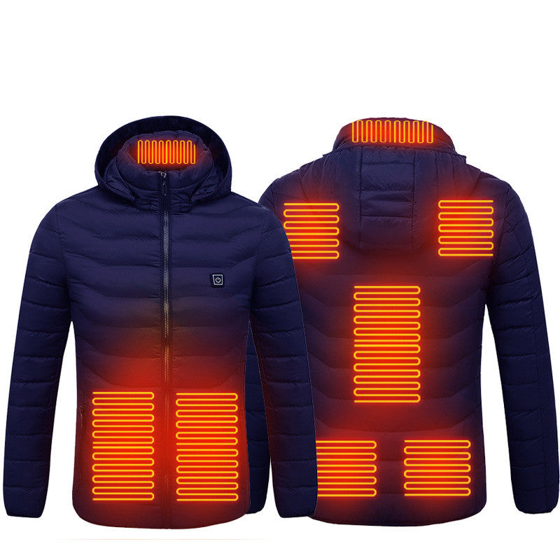 Men’s USB Heated Winter Jacket | Zip-Up Coat with Detachable Hood