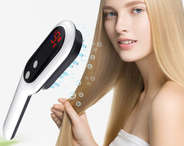 Electric Scalp Massager Comb – Red & Blue Light Head Massage Device, Rechargeable