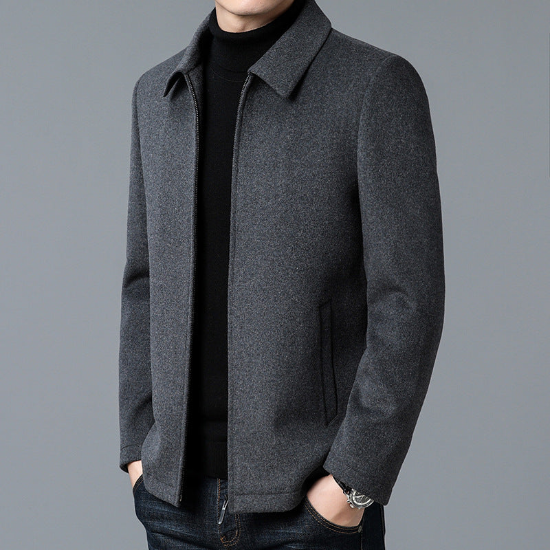 Men’s Casual Polo Collar Woolen Jacket | Warm Winter Coat