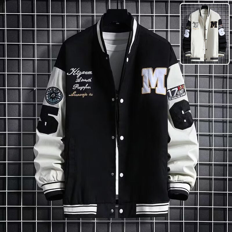 Men’s Baseball Jacket | Casual Letter & Number Print Streetwear Top