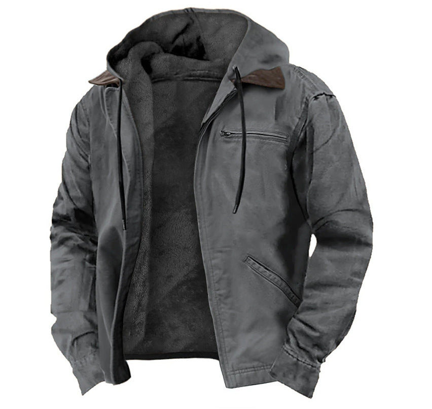 Men’s Winter Hooded Fleece Coat | Warm Zip-Up Casual Jacket