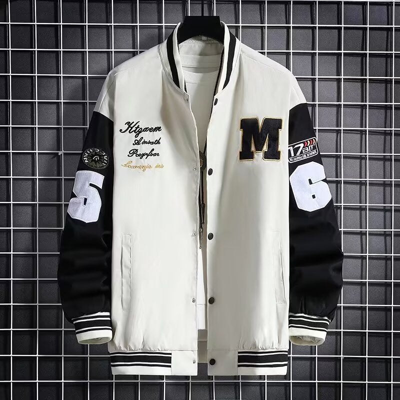 Men’s Baseball Jacket | Casual Letter & Number Print Streetwear Top
