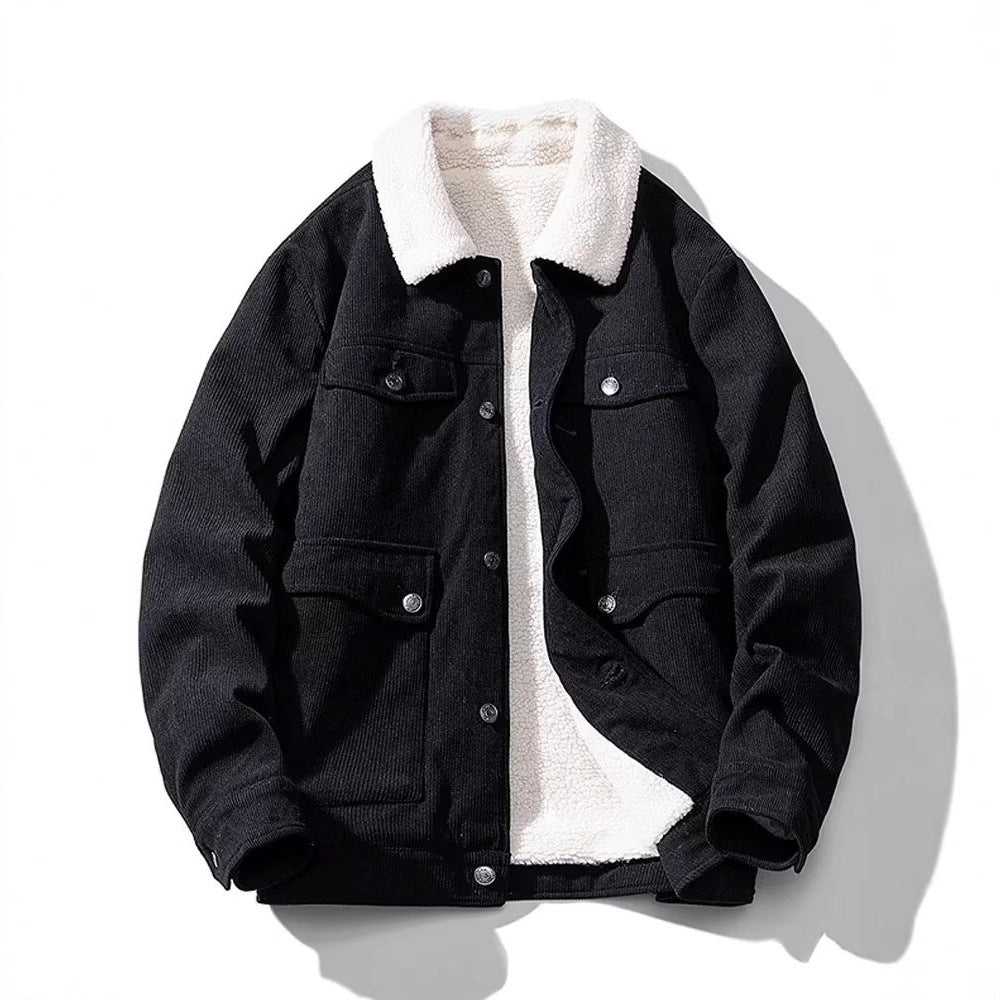Men’s Fleece-Lined Sheep Corduroy Coat | Thick Winter Jacket