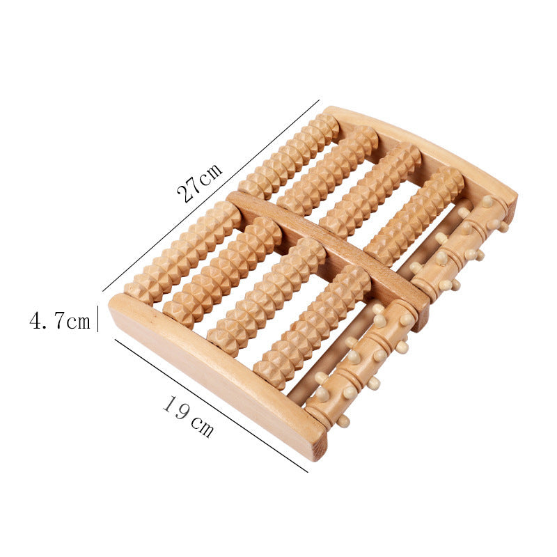 Wooden Foot Reflexology Roller – 6-Row Acupressure Foot Massager for Relaxation and Comfort