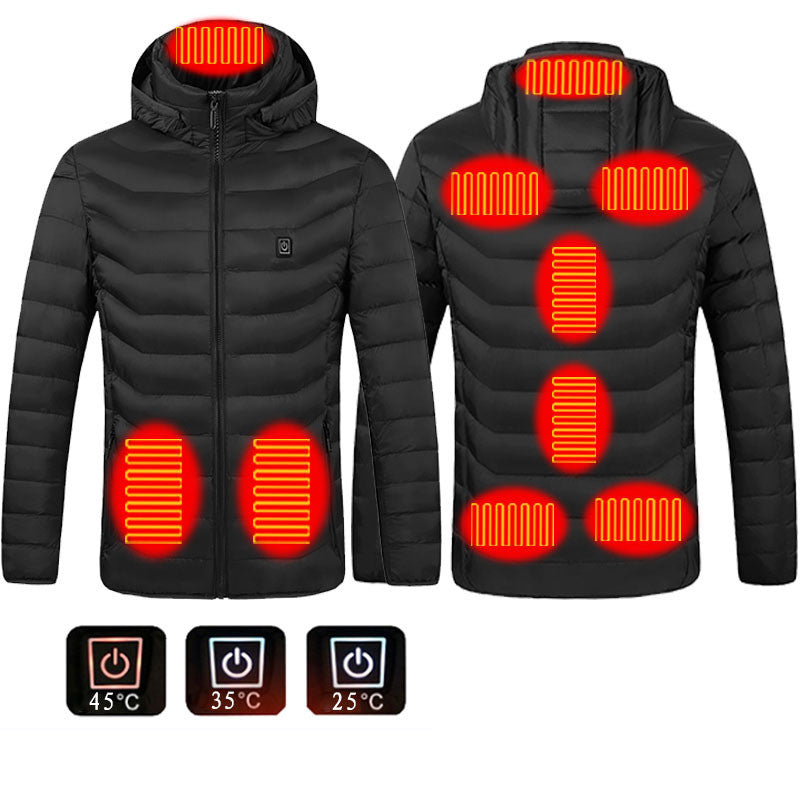 Men’s USB Heated Winter Jacket | Zip-Up Coat with Detachable Hood