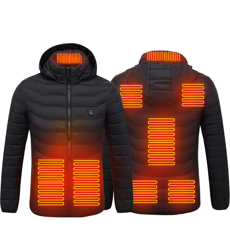 Men’s USB Heated Winter Jacket | Zip-Up Coat with Detachable Hood