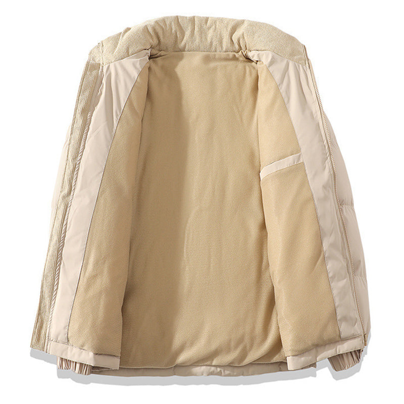 Unisex Winter Stand Collar Contrast Cotton Padded Jacket | Casual Outerwear