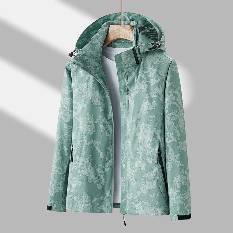 Unisex Printed Hooded Windbreaker Jacket | Waterproof & Windproof Outerwear