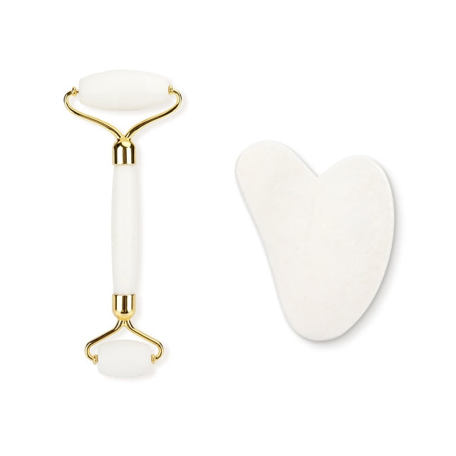 Rose Quartz Face Massager – Natural Facial Roller & Gua Sha Tool