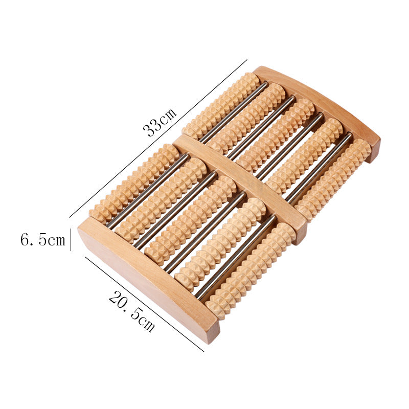 Wooden Foot Reflexology Roller – 6-Row Acupressure Foot Massager for Relaxation and Comfort